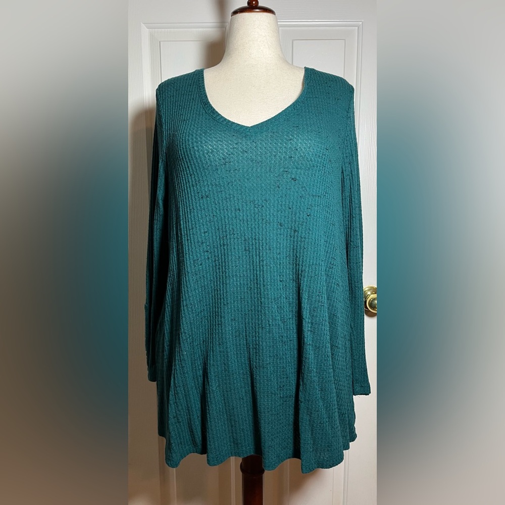 Lane Bryant Women’s Teal Waffle Knit Top